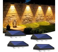 Caldarax Solar Fence Lights Outdoor Garden, Solars Wall Lights Outdoor, IP65 Waterproof, 3 Color Modes, Solar Powered Garden Fence Light for Outside Patio, Deck, Gate, Yard, Pool Decoration, 4 Pack