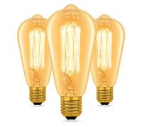 Caldarax ST64 Vintage Light Bulbs E27 Edison Screw Dimmable, Squirrel Cage Shaped Filament Bulb, Amber Glass 2200K Warm White, Retro Industrial Style Bulb for Ceiling, Chandelier, 60, Watt, 3 Packs