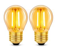Caldarax Vintage Light Bulb E27 Edison Screw Bulb, 2W LED Filament Equivalent 20 Watt, Antique Style Retro Amber Glass 2200K Warm White, 200LM, AC 220V, Non-dimmable, Golf Ball G45 Bulb, 2 Packs