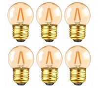 Caldarax Vintage Night Light Bulbs - 1W & 10W Replacement, Golf G40 E27 Edison Screw, 2200K Warm White Amber LED Filament, AC 220V, Non-Dimmable, 6 Pack