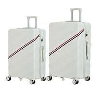 CALDARIUS 2PC Suitcase Set | Lightweight | Hard Shell Suitcases | 4 Silent Dual Spinner Wheels | TSA 3 Digit Combination Lock | Aluminium Telescopic Handle | 2 Pcs Luggage Sets (White, Medium+Large)