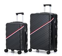 CALDARIUS 2PC Suitcase Set | Lightweight | Hard Shell Suitcases | 4 Silent Dual Spinner Wheels | TSA 3 Digit Combination Lock | Aluminium Telescopic Handle | 2 Pcs Luggage Sets (Black, Medium+Cabin)