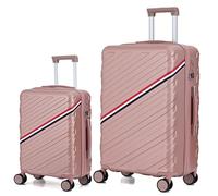 CALDARIUS 2PC Suitcase Set | Lightweight | Hard Shell Suitcases | 4 Silent Dual Spinner Wheels | TSA 3 Digit Combination Lock | Aluminium Telescopic Handle | 2 Pcs Luggage Sets (Rose, Large+Cabin)