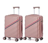 CALDARIUS 2PC Suitcase Set | Lightweight | Hard Shell Suitcases | 4 Silent Dual Spinner Wheels | TSA 3 Digit Combination Lock | Aluminium Telescopic Handle | 2 Pcs Luggage Sets (Rose, Cabin+Cabin)