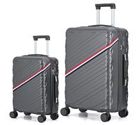CALDARIUS 2PC Suitcase Set | Lightweight | Hard Shell Suitcases | 4 Silent Dual Spinner Wheels | TSA 3 Digit Combination Lock | Aluminium Telescopic Handle | 2 Pcs Luggage Sets (Grey, Large+Cabin)