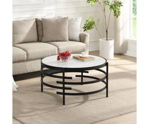 Caldera Round Marble Effect Ceramic Coffee Table