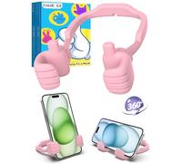CALDEVER Stocking Fillers for Teenage Boys Girls Adults Cell Phone Stand 1 Pack Pink Thumbs Up Lazy Phone Stand for iPhone Cell Phone Holder for Desk Fun Gifts for Christmas Kids Men Women Wife
