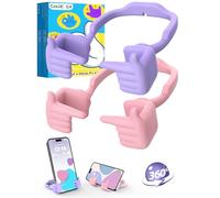 CALDEVER Stocking Fillers for Teenage Girls Boys Cell Phone Stand Patented Adjustable Shy Fingers Lazy Phone Stand for Desk Gifts for Christmas Cool Gadgets Gifts for Adults Women 2Pack Purple&Pink