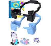 CALDEVER Stocking Fillers for Teenage Girls Boys Cell Phone Stand Patented Adjustable Shy Fingers Lazy Phone Stand for Desk Gifts for Christmas Fun Gifts for Adults Women 2Pack Black&Macaron Blue