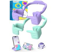 CALDEVER Stocking Fillers for Teenage Girls Cell Phone Stand Patented Adjustable Shy Fingers Lazy Phone Stand for Desk Gifts for Christmas Cool Gadgets Fun Gifts for Adults Women 2Pack Green&Purple