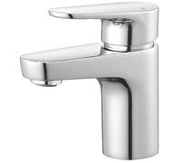 CALDEW MINI Basin Mono Mixer with CLICKER Waste Silver, 1/4 Turn Operation, Suitable for High & Low Pressure Systems, 1 in Pack