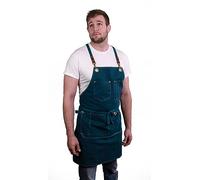 Caldo Canvas Kitchen Apron for Cooking - Mens and Womens Canvas Apron for Professional Chef, Server, or Barista- Adjustable with Pockets (Spruce)