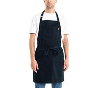 Caldo Cotton Kitchen Apron - Mens and Womens Professional Chef Bib Apron - Adjustable Straps with Pockets and Towel Loop (Black)
