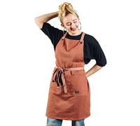 Caldo Crossback Kitchen Apron - Mens and Womens Professional Chef Bib Apron - Adjustable Crossback Style - Midweight Cotton (Terracotta)