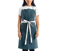 Caldo Linen Kitchen Apron - Mens Womens Linen Bib Apron - Adjustable Pockets - Inspired Professional Chefs (Spruce)