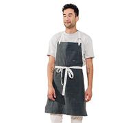 Caldo Linen Kitchen Apron - Mens Womens Linen Bib Apron - Adjustable Pockets - Inspired Professional Chefs (Slate)