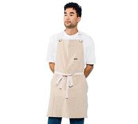 Caldo Linen Kitchen Apron - Mens Womens Linen Bib Apron - Adjustable Pockets - Inspired Professional Chefs (Bone)