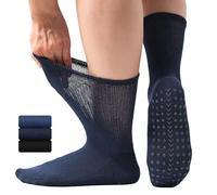 Caldodo Bamboo Diabetic Grip Socks for Men, Seamless Loose Soft Top Socks