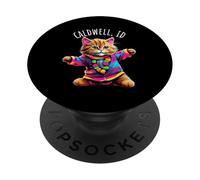 Caldwell Idaho USA Fun Cute Colorful Dancing Cat Design PopSockets Adhesive PopGrip