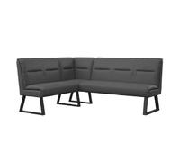 caldwell leather corner sofa bench with black legs in grey