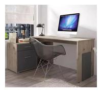 caldwell wooden corner laptop desk with 2 shelves in wellington oak