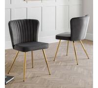 caledon grey velvet dining chair with gold metal legs in pair