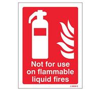 Caledonia Signs 11006E Not for use on Flammable Liquid Fires Sign, Rigid Plastic, E: 200 mm x 150 mm