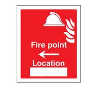 Caledonia Signs 11048H Fire Point Arrow Left Location Sign, Rigid Plastic, H: 300 mm x 250 mm