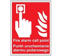 Caledonia Signs 11057E Fire Alarm Call Point English/polish Sign, Rigid Plastic, E: 200 mm x 150 mm