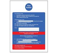 Caledonia Signs 11401H Fire Action Sign, Rigid Plastic, H: 300 mm x 250 mm