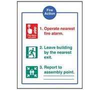 Caledonia Signs 11405E Fire Action, EEC Sign, Rigid Plastic, E: 200 mm x 150 mm