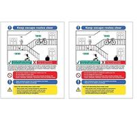 Caledonia Signs 11415E Keep Escape Routes Clear, Multiple Occupancy Sign, Rigid Plastic, E: 200 mm x 150 mm,White (Pack of 2)