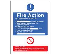 Caledonia Signs 11423H General Fire Action Sign, Rigid Plastic, H: 300 mm x 250 mm
