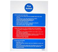 Caledonia Signs 11438E Fire Action Notice Stay Put for Flats Sign, Rigid Plastic, E: 200 mm x 150 mm