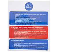 Caledonia Signs 11438H Fire Action Notice Stay Put for Flats Sign, Rigid Plastic, Blue|Pink|Red, H: 300 mm x 250 mm