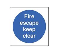 Caledonia Signs 11605N Fire Escape Keep Clear Sign, Rigid Plastic, N: 400 mm x 400 mm