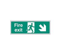 Caledonia Signs 12006M Fire Exit- Down and Right Sign, Rigid Plastic, M: 600 mm x 200 mm