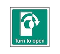 Caledonia Signs 12037F Turn to Open, Right Sign, Rigid Plastic, F: 200 mm x 200 mm