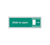 Caledonia Signs 12046L Slide to Open Right Sign, Rigid Plastic, L: 450 mm x 150 mm