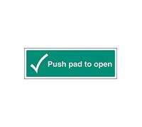 Caledonia Signs 12049L Push Pad to Open Sign, Rigid Plastic, L: 450 mm x 150 mm