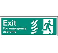 Caledonia Signs 12108M Exit for Emergency use Only Right HTM Sign, Rigid Plastic, M: 600 mm x 200 mm
