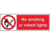Caledonia Signs 13006M No Smoking or Naked Lights Sign, Rigid Plastic, M: 600 mm x 200 mm