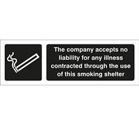 Caledonia Signs 13084G The Company Accepts No Liability For Any Illness Contracted Through Use Of This Smoking Shelter Sign, Rigid Plastic, G: 300 mm x 100 mm