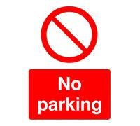 Caledonia Signs 13218E No Parking Sign, Rigid Plastic, E: 200 mm x 150 mm