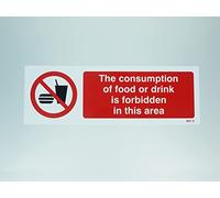 Caledonia Signs 13631G Consumption of Food or Drink is Forbidden in This Area Sign, 300 mm x 100 mm, Rigid Plastic
