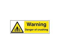 Caledonia Signs 13666M Warning Danger of Crushing Sign, 600 mm x 200 mm, Rigid Plastic