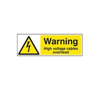 Caledonia Signs 14007G Warning High Voltage Cable Overhead Sign, 300 mm x 100 mm, Rigid Plastic