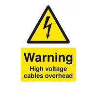 Caledonia Signs 14007K Warning High Voltage Cable Overhead Sign, 400 mm x 300 mm, Rigid Plastic