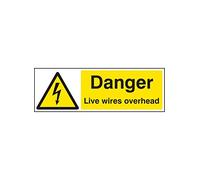 Caledonia Signs 14018M Danger Live Wire Overhead Sign, 600 mm x 200 mm, Rigid Plastic