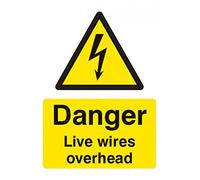 Caledonia Signs 14018P Danger Live Wire Overhead Sign, 600 mm x 400 mm, Rigid Plastic